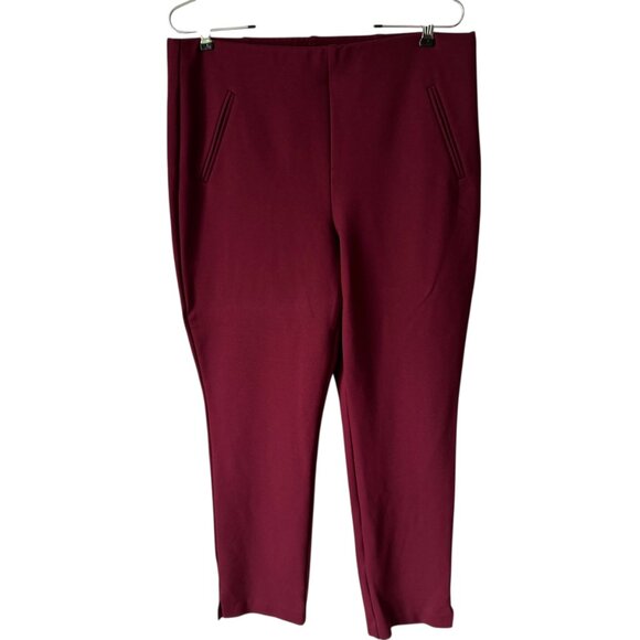 Chico's Sz 1.5/  US 10 Women's Pant Burgundy Pull On Stretch Ankle 27" Inseam - Picture 1 of 15